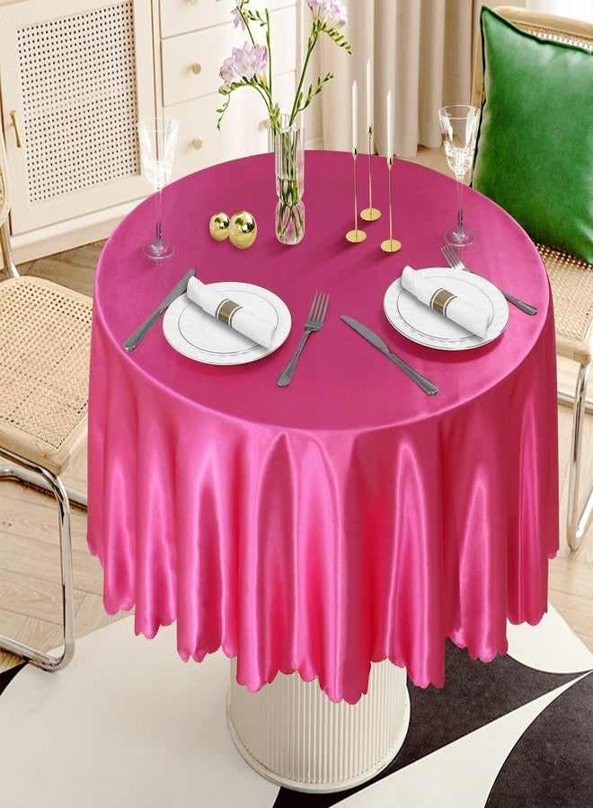 Cobedzy 10 Pack 90 Inch Hot Pink Round Satin Tablecloths Round Satin Table Cloths, Overlay Silky Tablecloths Dining Table Covers for Wedding, Party, Banquet, Events, Reception, Dinner - Image 4