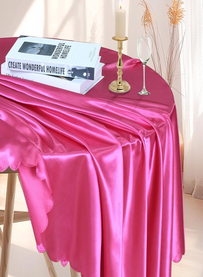 Cobedzy 10 Pack 90 Inch Hot Pink Round Satin Tablecloths Round Satin Table Cloths, Overlay Silky Tablecloths Dining Table Covers for Wedding, Party, Banquet, Events, Reception, Dinner - Image 3