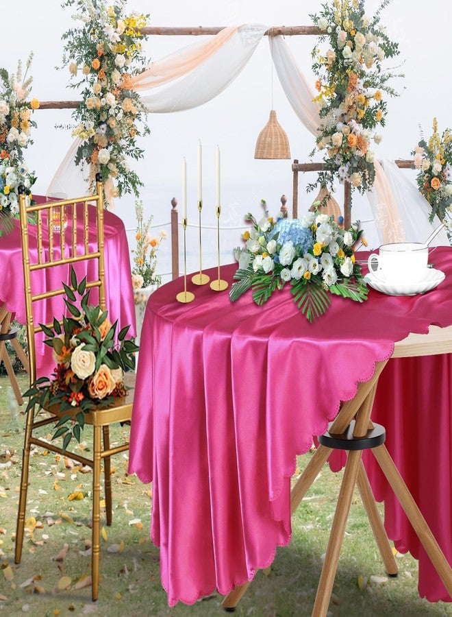 Cobedzy 10 Pack 90 Inch Hot Pink Round Satin Tablecloths Round Satin Table Cloths, Overlay Silky Tablecloths Dining Table Covers for Wedding, Party, Banquet, Events, Reception, Dinner - Image 5