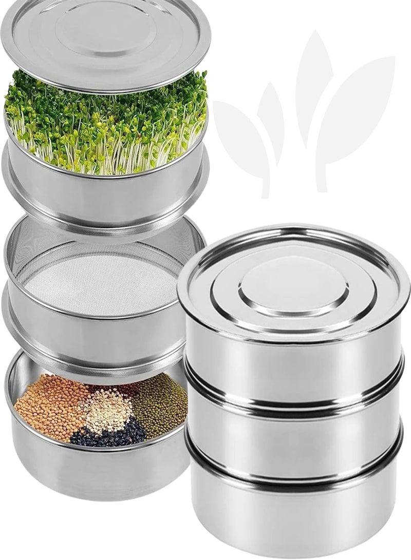 GGOOT Stainless Steel Seed Sprouting Kit \u2013 Stainless Steel Sprouting Tray Round 3-Tier Seed Sprouting Trays for Microgreens Broccoli Sprouts Growing Kit Microgreens Tray Seed Germination Tra - Image 1