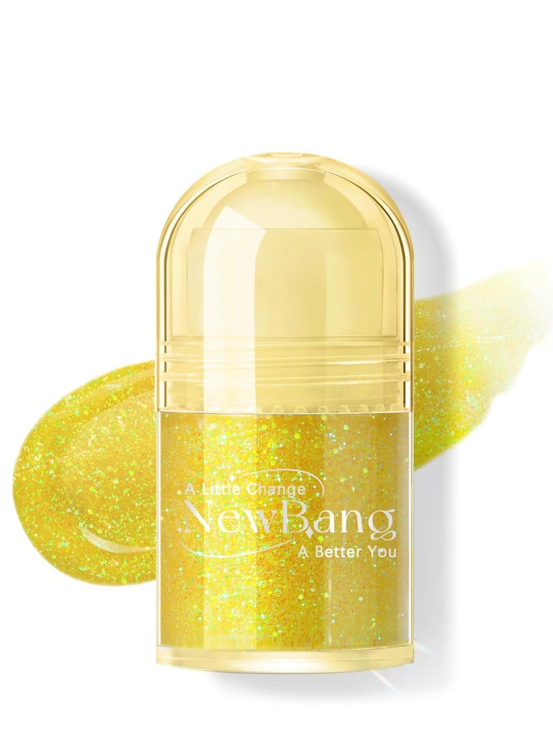 SYOSI Body Glitter Gel Face Holographic Roll on Glitter Gel Sequins White Liquid Eyeshadow Mermaid Shimmer Sparkling Chameleon Cosmetic Festival Party for Face Body Hair Nails Glitter Makeup   Gold - Image 1