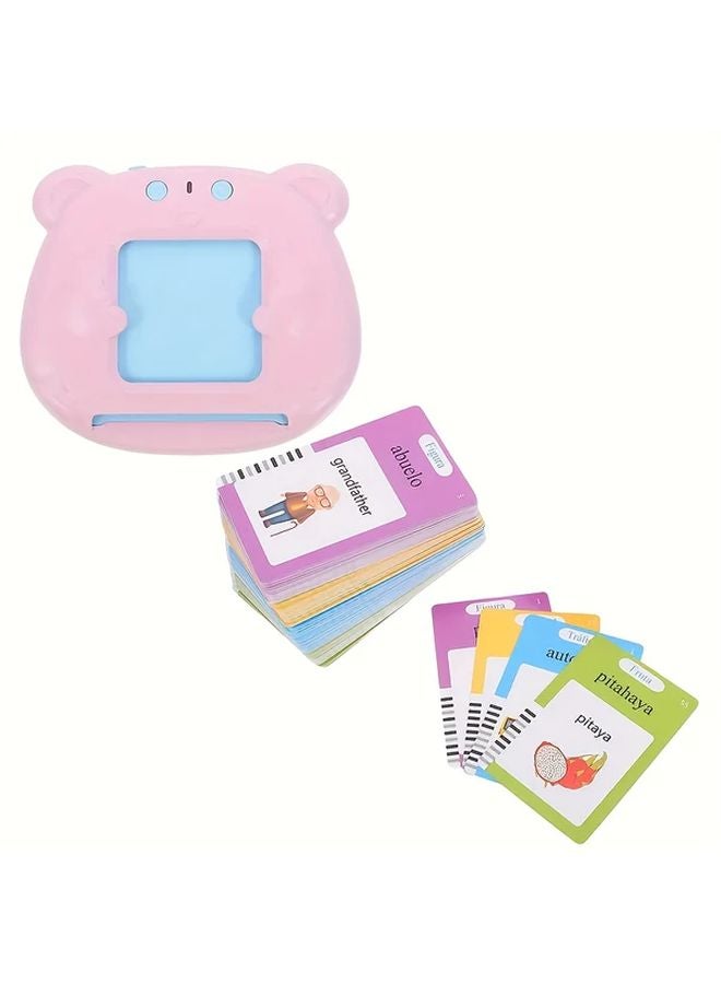 Pink Portable English Word Learning Flash Card Reader Educational Toy USB Charging Gift - Image 1