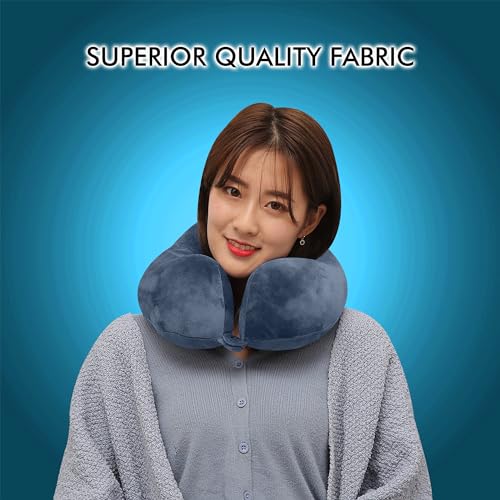 GREELI Rover Travel Neck Pillow – Soft Fiber Filled with Snap Button, Plush Fabric, for Flight, Bus, Car, Neck Pain Relief (Grey with Eye Mask) - Image 5