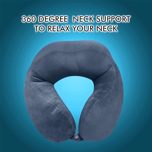 GREELI Rover Travel Neck Pillow – Soft Fiber Filled with Snap Button, Plush Fabric, for Flight, Bus, Car, Neck Pain Relief (Grey with Eye Mask) - Image 2