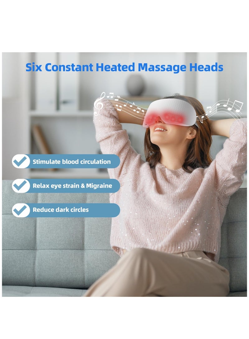 Zikra Mist Eye Massager with Heat - Eye Mask Massager for Migraines, Relaxing Eye Strain, Dry Eyes, Dark Circles, and Puffy Eyes - Bluetooth Eye Care Device, Ideal Gift for Women and Men, White - Image 3