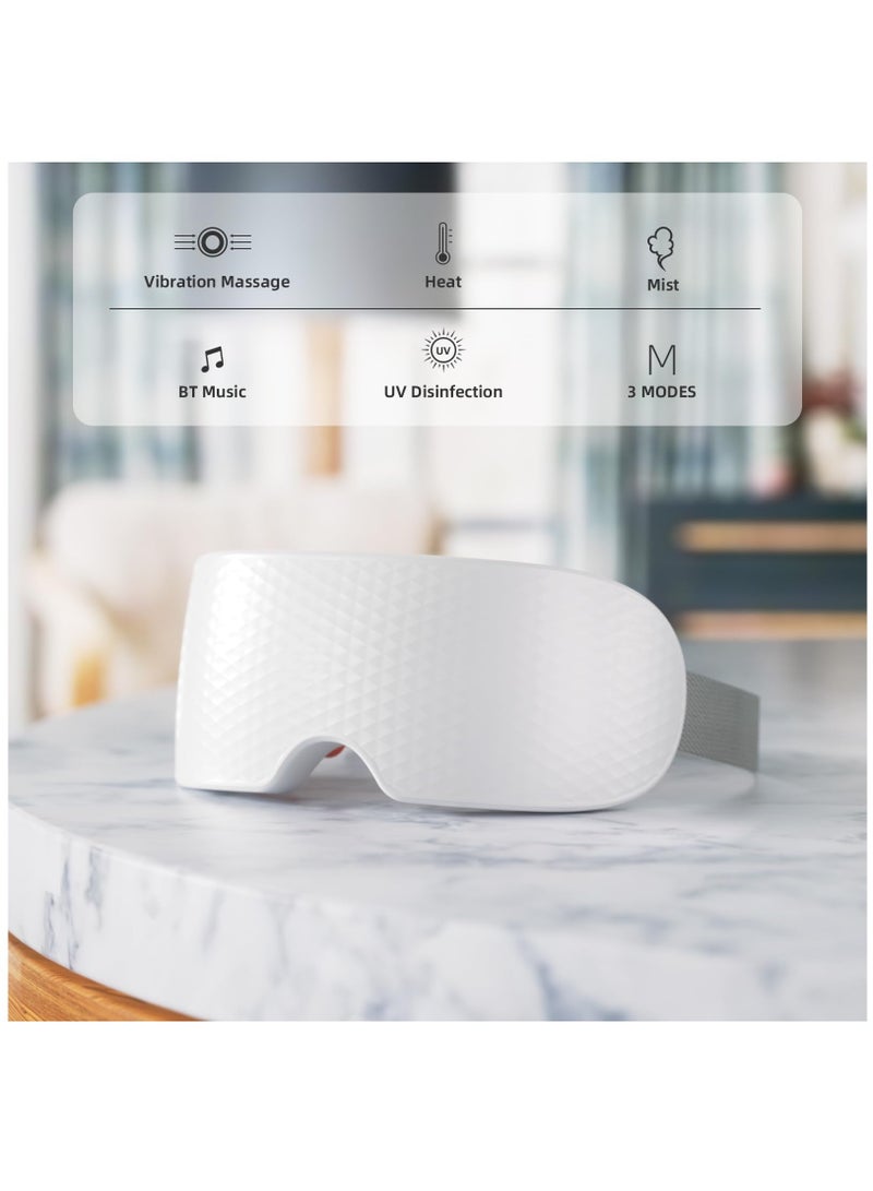 Zikra Mist Eye Massager with Heat - Eye Mask Massager for Migraines, Relaxing Eye Strain, Dry Eyes, Dark Circles, and Puffy Eyes - Bluetooth Eye Care Device, Ideal Gift for Women and Men, White - Image 5