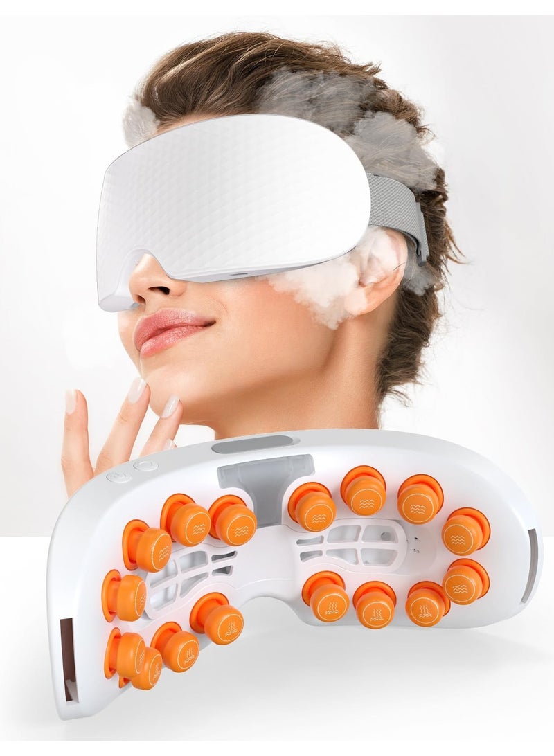 Zikra Mist Eye Massager with Heat - Eye Mask Massager for Migraines, Relaxing Eye Strain, Dry Eyes, Dark Circles, and Puffy Eyes - Bluetooth Eye Care Device, Ideal Gift for Women and Men, White - Image 1