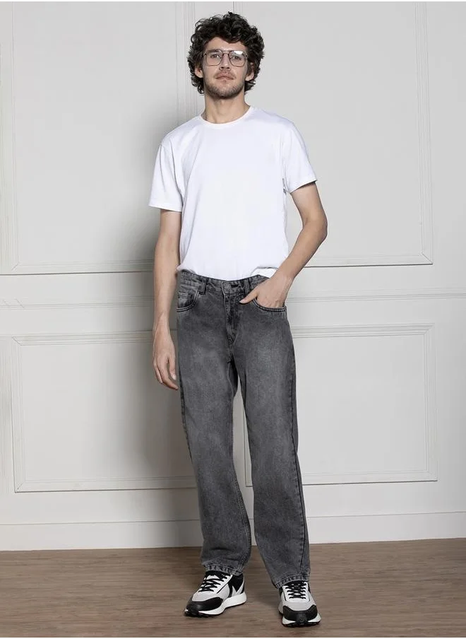 دينيس لينغو Men’s Light Grey Relaxed Fit Jeans