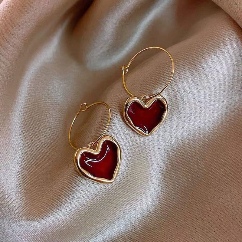 Frodete Red Heart Earrings Valentines Earrings for Women Valentines Day Outfits Women Accessory Sparkly Jewelry Gif - Image 4