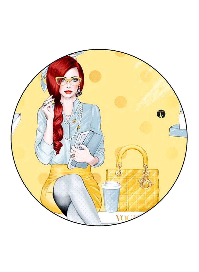 RKN Girl Printed Mouse Pad Round  Multicolour