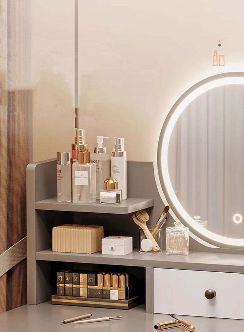 كوتيس مجموعة واحدة من طاولة مكياج وطاولة تزيين و3 أوضاع إضاءة ومرآة مع كرسي وسادة وخشب/لوح كثافة 100 × 40 × 120 و47 × 40 × 75 سم - Image 4