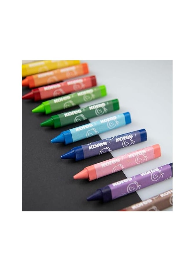 Kores Krayones Wax Crayons, Jumbo Size 14MM, Triangular, Box of 12 Assorted Colours  - Image 4