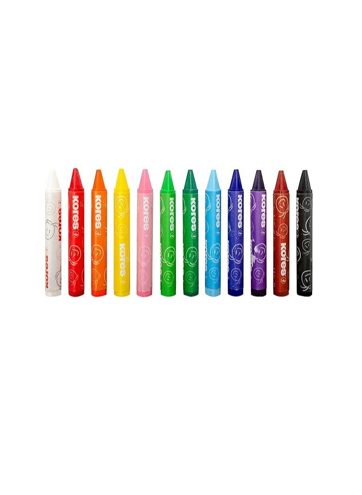 Kores Krayones Wax Crayons, Jumbo Size 14MM, Triangular, Box of 12 Assorted Colours  - Image 2