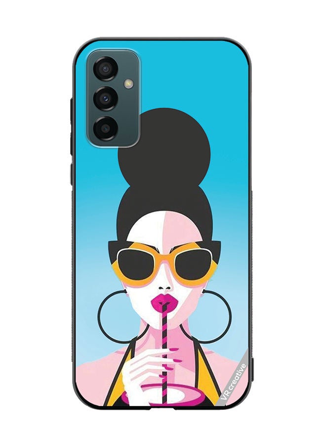 VR CREATIVE Protective Case Cover For Samsung Galaxy F23 Girl Having Drink Design Multicolour - Image 1