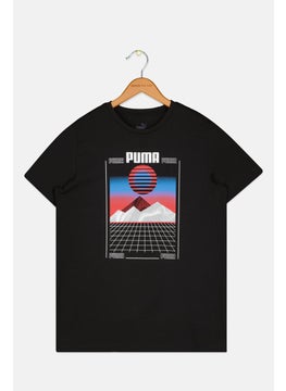 PUMA Kids Boy Sportswear Fit Short Sleeve Outdoor T-Shirt, Black Combo  - Image 1