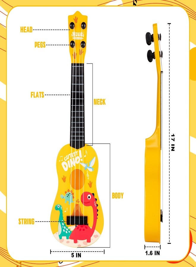 KFPPLXQ Mini Guitar 17 Inch Kids Guitars Classical Mini Toddler Ukulele 4 Strings Guitar Party Favor Kids Musical Instruments Educational Toys for Beginner (Dinosaur) - Image 2