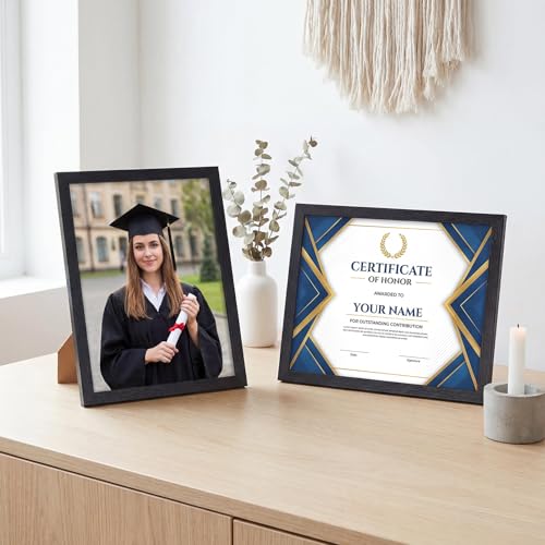 MEBRUDY 8.5 x 11 Picture Frame Set of 10, 8.5 by 11 Photo Frames Used for Certificate, Diploma, Document, Degree, Award, Wall Hanging or Tabletop Display, Black - Image 2