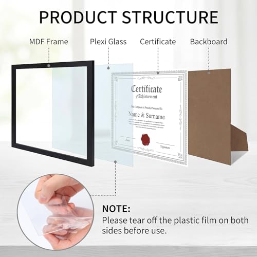MEBRUDY 8.5 x 11 Picture Frame Set of 10, 8.5 by 11 Photo Frames Used for Certificate, Diploma, Document, Degree, Award, Wall Hanging or Tabletop Display, Black - Image 4