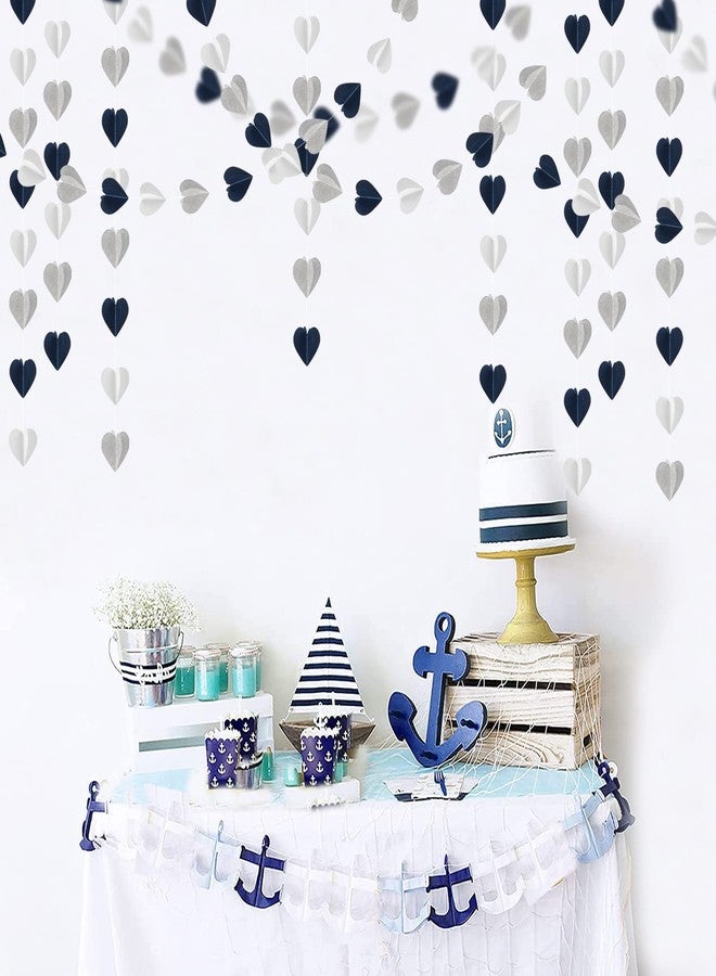 زينة معلقة على شكل قلب ثلاثي الأبعاد باللون الأزرق الداكن والأبيض والفضي - بطول 39 قدمًا، مثالية لحفلات التخرج، وأعياد الميلاد، والخطوبة، وحفلات توديع العزوبية، وحفلات استقبال المولود الجديد، وحفلات الكريسماس، وحفلات عيد الحب، وغيرها من المناسبات. من إنتاج أورولا. - Image 5