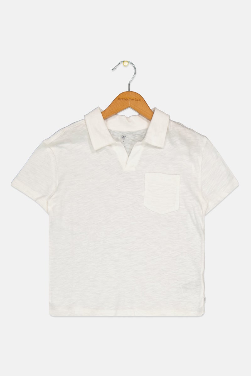 GAP Kids Boy Plain Short Sleeve Polo Shirt, White - Image 1