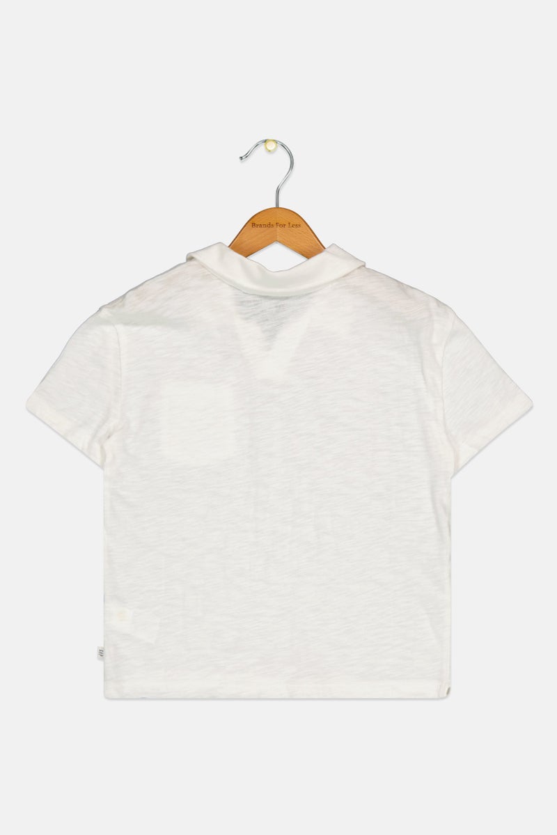 GAP Kids Boy Plain Short Sleeve Polo Shirt, White - Image 2