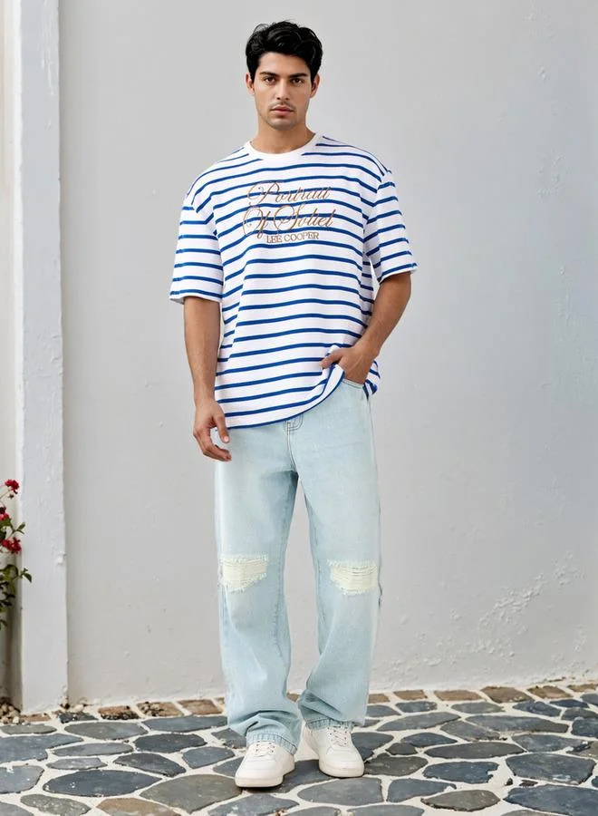 Lee Cooper Lee Cooper Striped T-shirt with Chest Embroidery