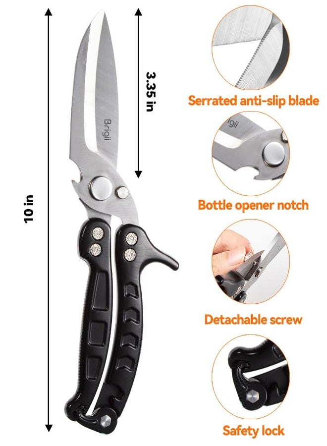 Brigii Kitchen Shear, Stainless Steel Heavy Duty Poultry Shears, Multi-Purpose Kitchen Scissors for Cutting Chicken, Fish, Seafood, and Vegetables-Black - Image 3
