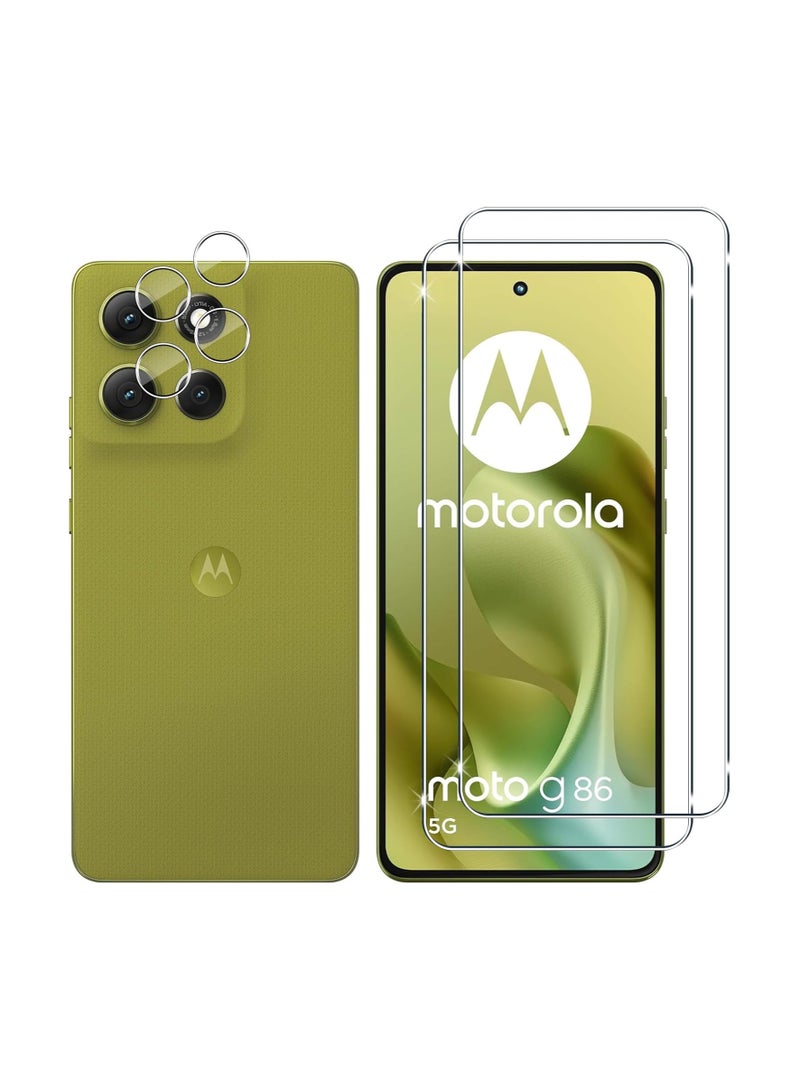 【2+2 Packs】 Compatible Motorola G86 5G 2025 Screen Protector + Camera Lens Protector Tempered Glass, 9H Hardness Scratch Resistant Anti Fingerprint Tempered Film for Moto G86 - Image 1