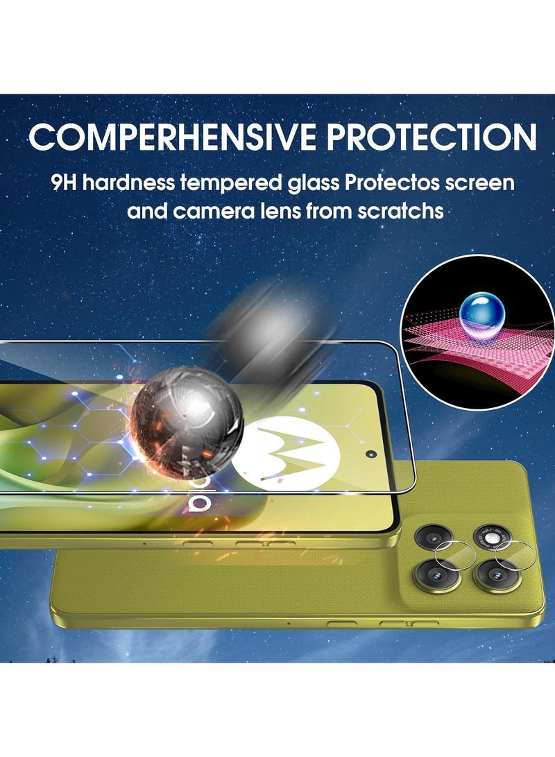 【2+2 Packs】 Compatible Motorola G86 5G 2025 Screen Protector + Camera Lens Protector Tempered Glass, 9H Hardness Scratch Resistant Anti Fingerprint Tempered Film for Moto G86 - Image 2