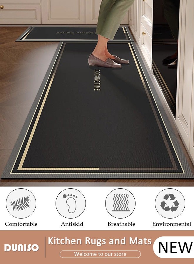 DUNISO Diatom Mud Bath Mat Set Bathroom Kitchen Rug Mat Extra Soft and Absorbent Bath Rugs Non-Slip Quick Drying Floor Bath Tub Mat for Bathroom Floor Tub and Shower 50*80CM+50*160CM - Image 1