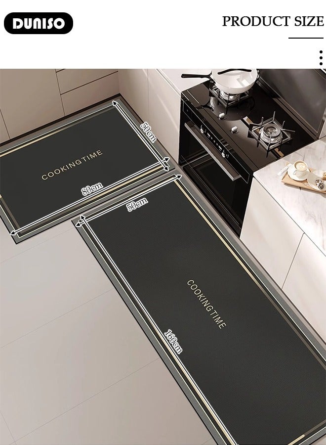 DUNISO Diatom Mud Bath Mat Set Bathroom Kitchen Rug Mat Extra Soft and Absorbent Bath Rugs Non-Slip Quick Drying Floor Bath Tub Mat for Bathroom Floor Tub and Shower 50*80CM+50*160CM - Image 2