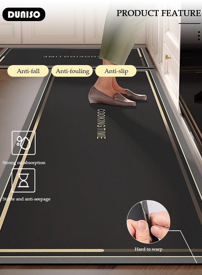 DUNISO Diatom Mud Bath Mat Set Bathroom Kitchen Rug Mat Extra Soft and Absorbent Bath Rugs Non-Slip Quick Drying Floor Bath Tub Mat for Bathroom Floor Tub and Shower 50*80CM+50*160CM - Image 5