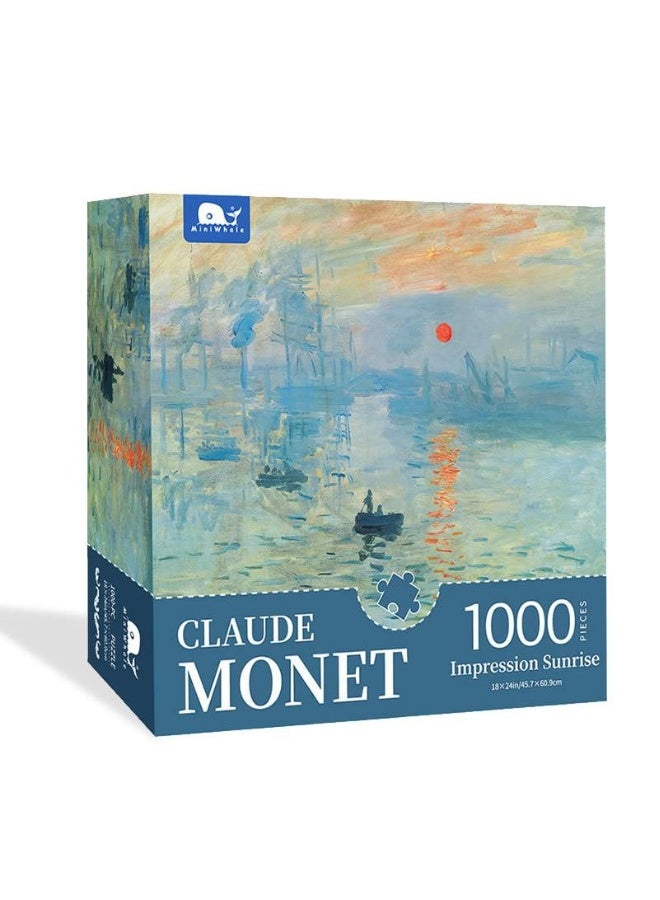 Monet Puzzle 1000 Pieces For Adult Kids  Impression Sunrise Large Difficult Art Puzzle Famous Painting Gift for Teens Educational Toy For Kids - Image 1