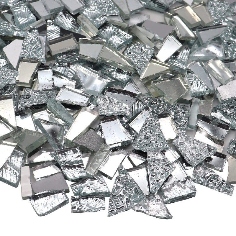 LITMIND Silver Mixed Irregular Glass Scraps Mosaic Tiles for Art Crafts 9oz Value Pack Mosaic Making Supplies Mosaic Kits for Adults