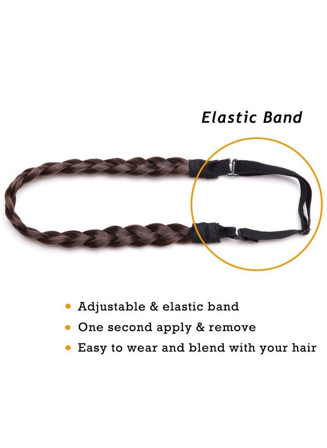 S-noilite - Braided Headband Plaited Hair Band Chunky Braided Headband Elastic Stretch Braid Hairband Wide Plaited Braids Blonde Black Synthetic Hairpiece For Girls And Women (Smallthree Strands Braided, 9/10) - Image 1