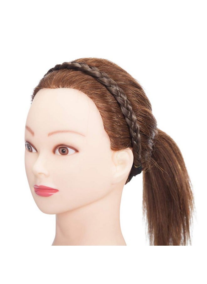 S-noilite - Braided Headband Plaited Hair Band Chunky Braided Headband Elastic Stretch Braid Hairband Wide Plaited Braids Blonde Black Synthetic Hairpiece For Girls And Women (Smallthree Strands Braided, 9/10) - Image 1