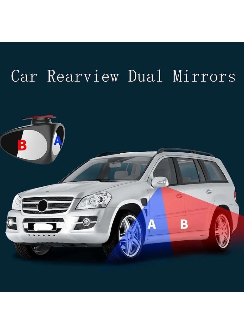 2Pcs Dual-vision Auxiliary Mirror Car Rearview Mirror Rversing Front and Rear Wheel Blind Spot Two-way Small Round Mirror