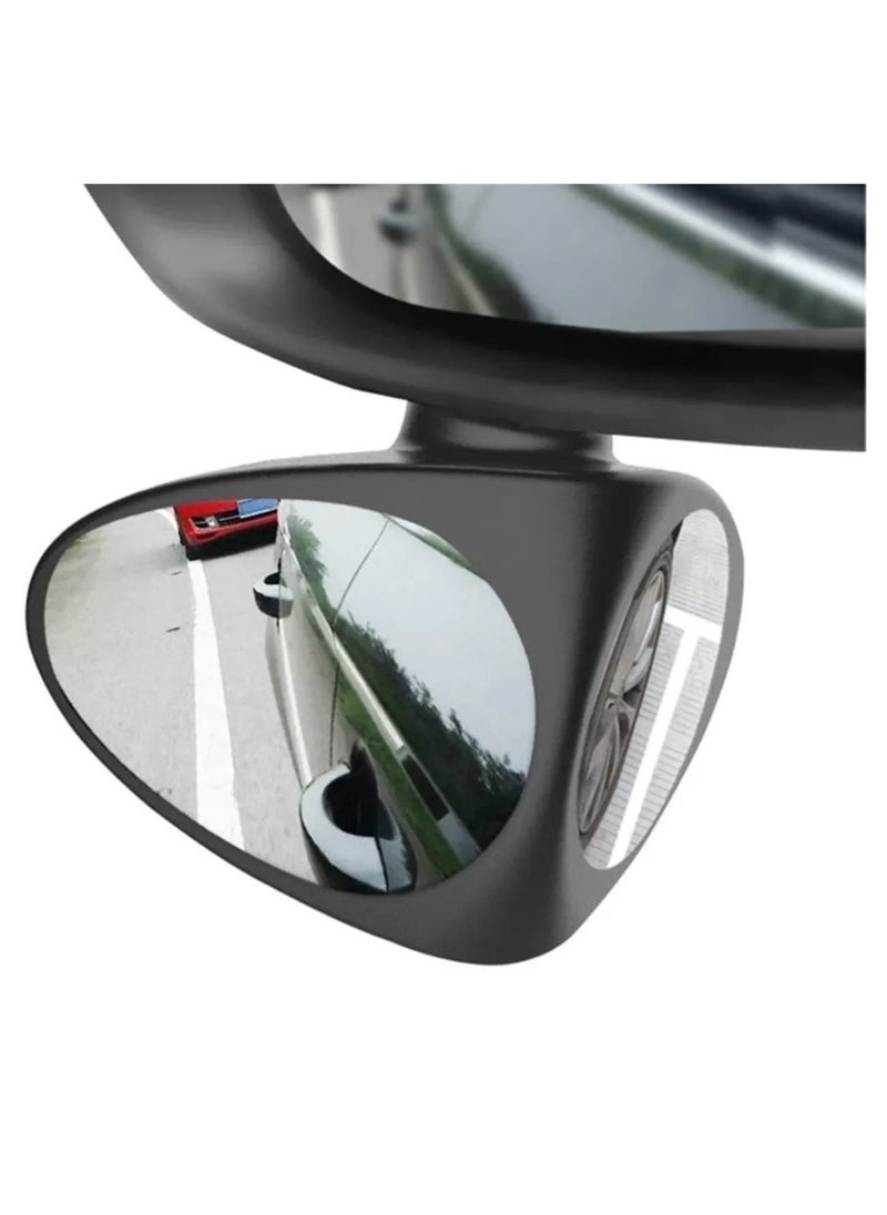 2Pcs Dual-vision Auxiliary Mirror Car Rearview Mirror Rversing Front and Rear Wheel Blind Spot Two-way Small Round Mirror