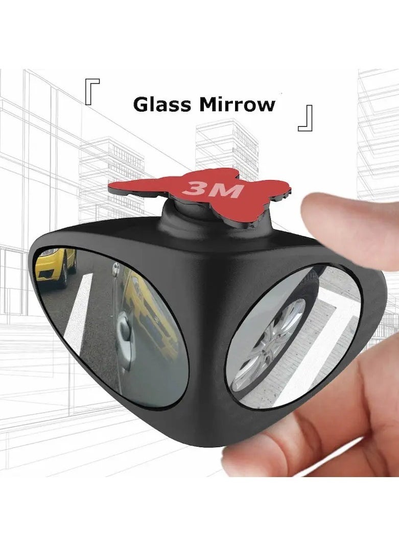 2Pcs Dual-vision Auxiliary Mirror Car Rearview Mirror Rversing Front and Rear Wheel Blind Spot Two-way Small Round Mirror