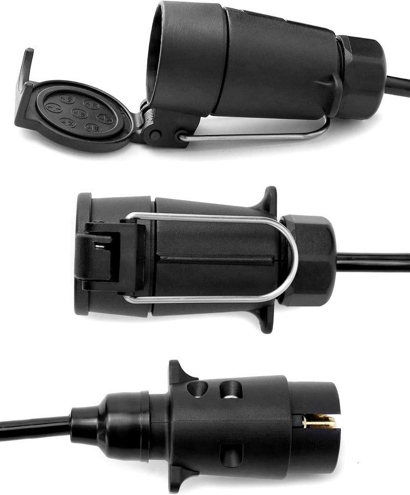 QWORK 3M 7 Pin Trailer Light Board Extension Cable Spiral Cable with Male to Female Towing Adapter Socket for Car Caravan Truck - Image 4