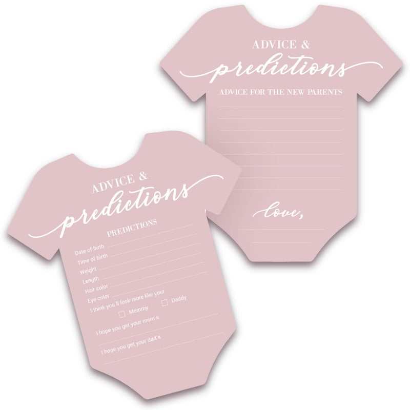 Perfect Occasion Baby Shower Advice & Prediction Cards - For 50 Guests - Pink Onesie Double Sided Advice + Predictions Cards - Minimalist Baby Shower Decorations & Games for Girls - (Set of 50) - Image 1