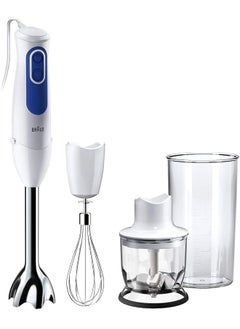 BRAUN Multi Quick 3 700W 2 Speeds Hand Blender 0.600L Beaker Stainless Steel Whisk 0.350L Chopper Mq3025Wh White 