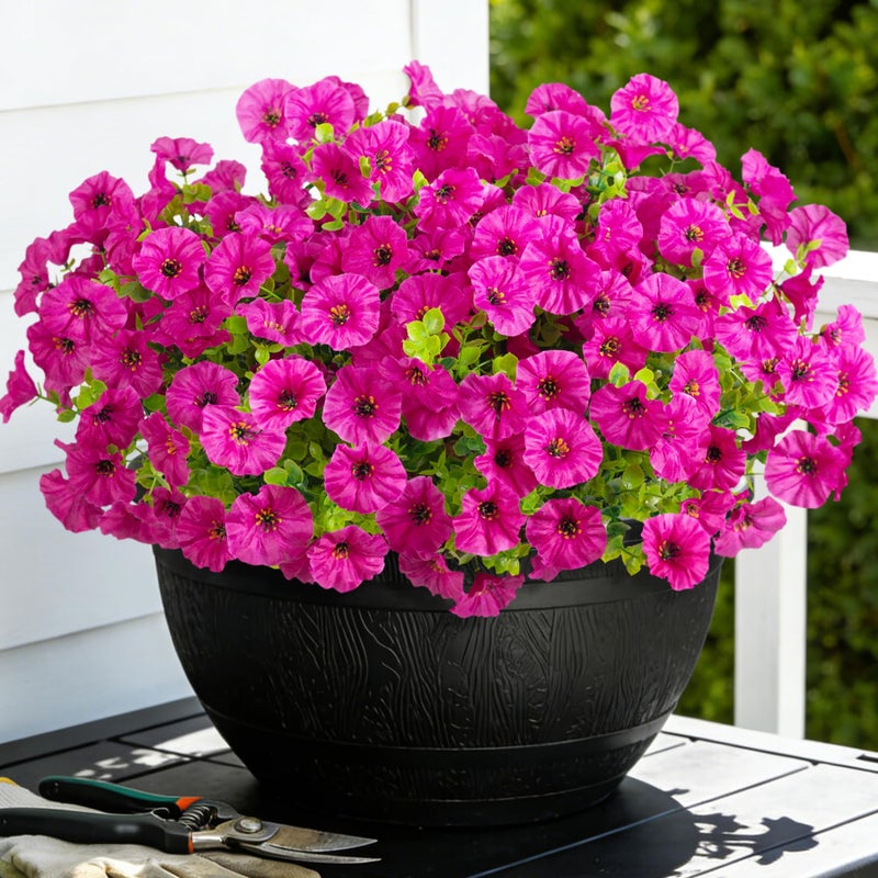 ADXORA 12 Bundles Morning Glory Artificial Flowers for Outdoor Decoration UV Resistant Fake Plastic Plants Artificial Greenery for Indoor Outdoor Garden Patio Window Box Home Decor - Image 1