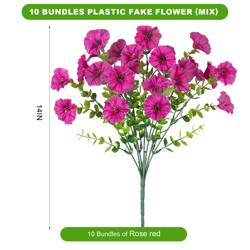 ADXORA 12 Bundles Morning Glory Artificial Flowers for Outdoor Decoration UV Resistant Fake Plastic Plants Artificial Greenery for Indoor Outdoor Garden Patio Window Box Home Decor - Image 2