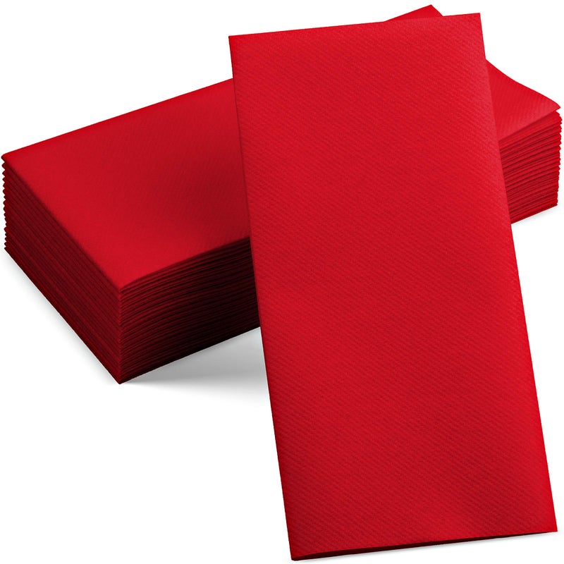 Servietto 50-Pack Disposable Linen-Feel Red Napkins, 12" x 17" Cloth-Like Paper Dinner Napkins For Christmas, Wedding, Holiday, Bathroom, Party Or Event - Image 1