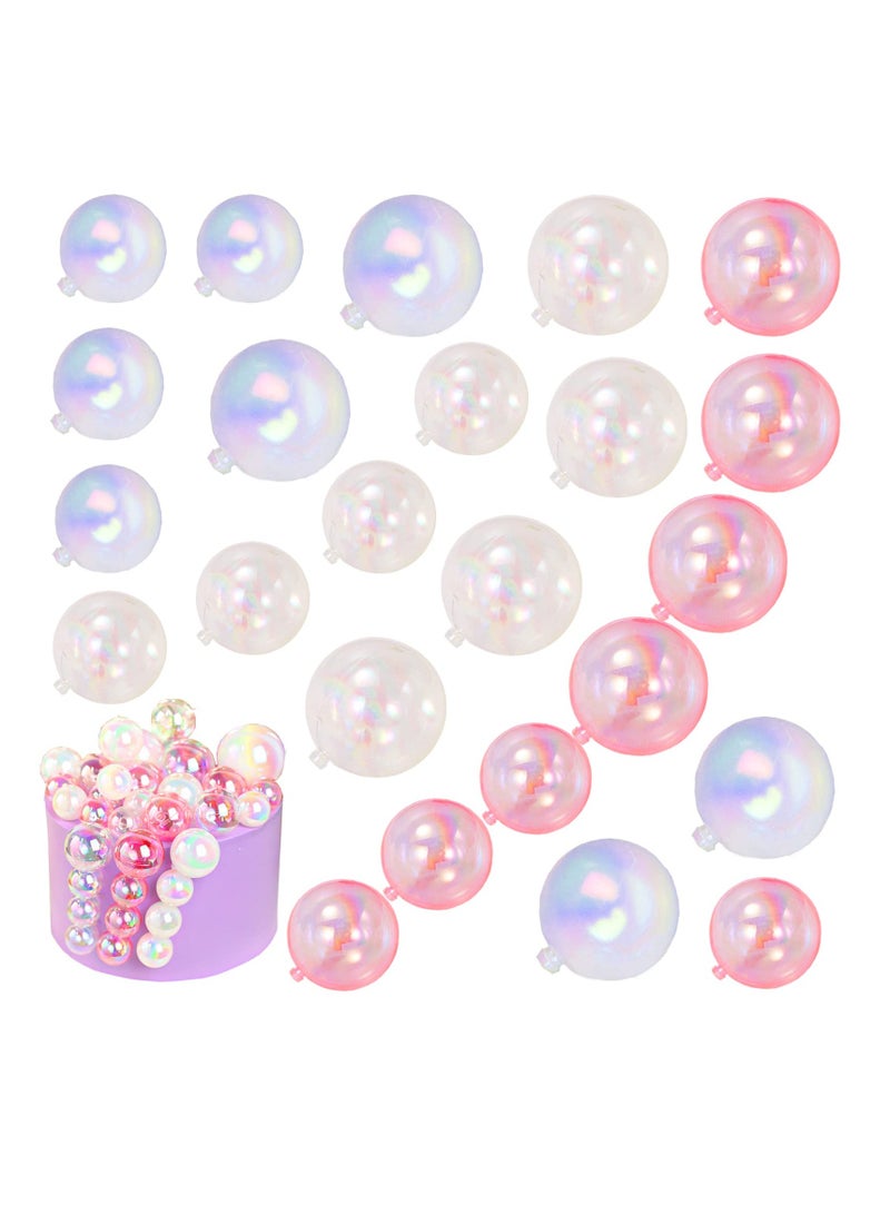 Zikra 60 PCS Mini Bubble Ball Cake Toppers - Clear, White, and Pink Pearl Insert Decorations for Cupcakes, DIY Wedding, Anniversary, Graduation, Birthday, and Baby Shower Parties. - Image 1
