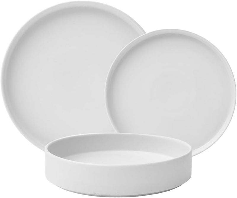 222 Fifth Kaden 12Piece Modern White Porcelain Dinnerware Set  Service for 4 Plate  Bowl Set Contemporary Design for Everyday Dining  Entertainment Microwave  Dishwasher Safe - Image 2