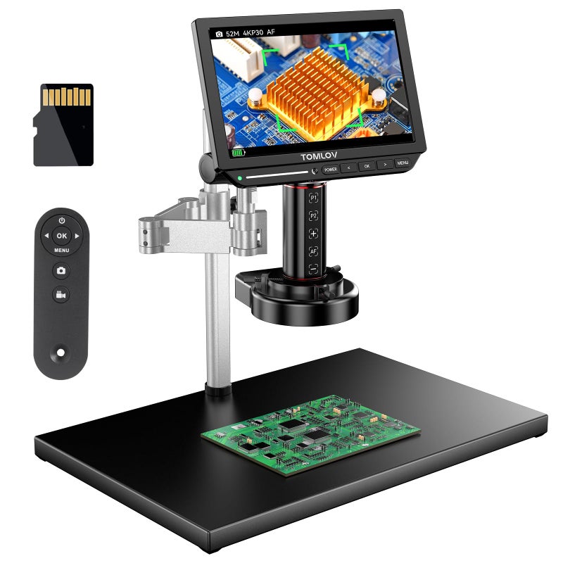 TOMLOV 4K Autofocus Microscope TM4KAF Max 101 HDMI Digital Microscope with Spin Flex Arm Micro Soldering Microscopes for Electronics Repair 52MP Error Coin Micro Scope Full View Ring Light 16G - Image 2