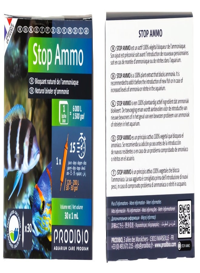 Prodibio Stop Ammo, Ammonia Neutralizer, Freshwater and Saltwater, 30/1 mL vials, 30 gal and up - Image 2