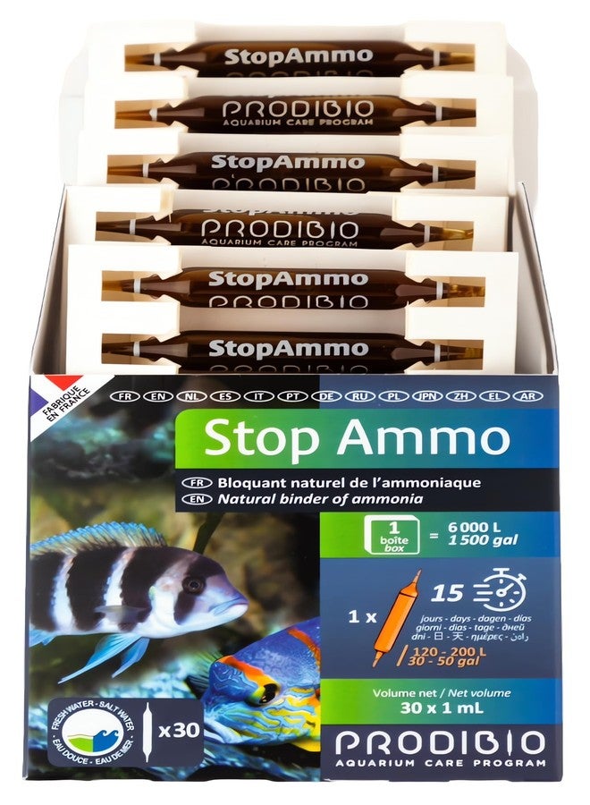 Prodibio Stop Ammo, Ammonia Neutralizer, Freshwater and Saltwater, 30/1 mL vials, 30 gal and up - Image 4